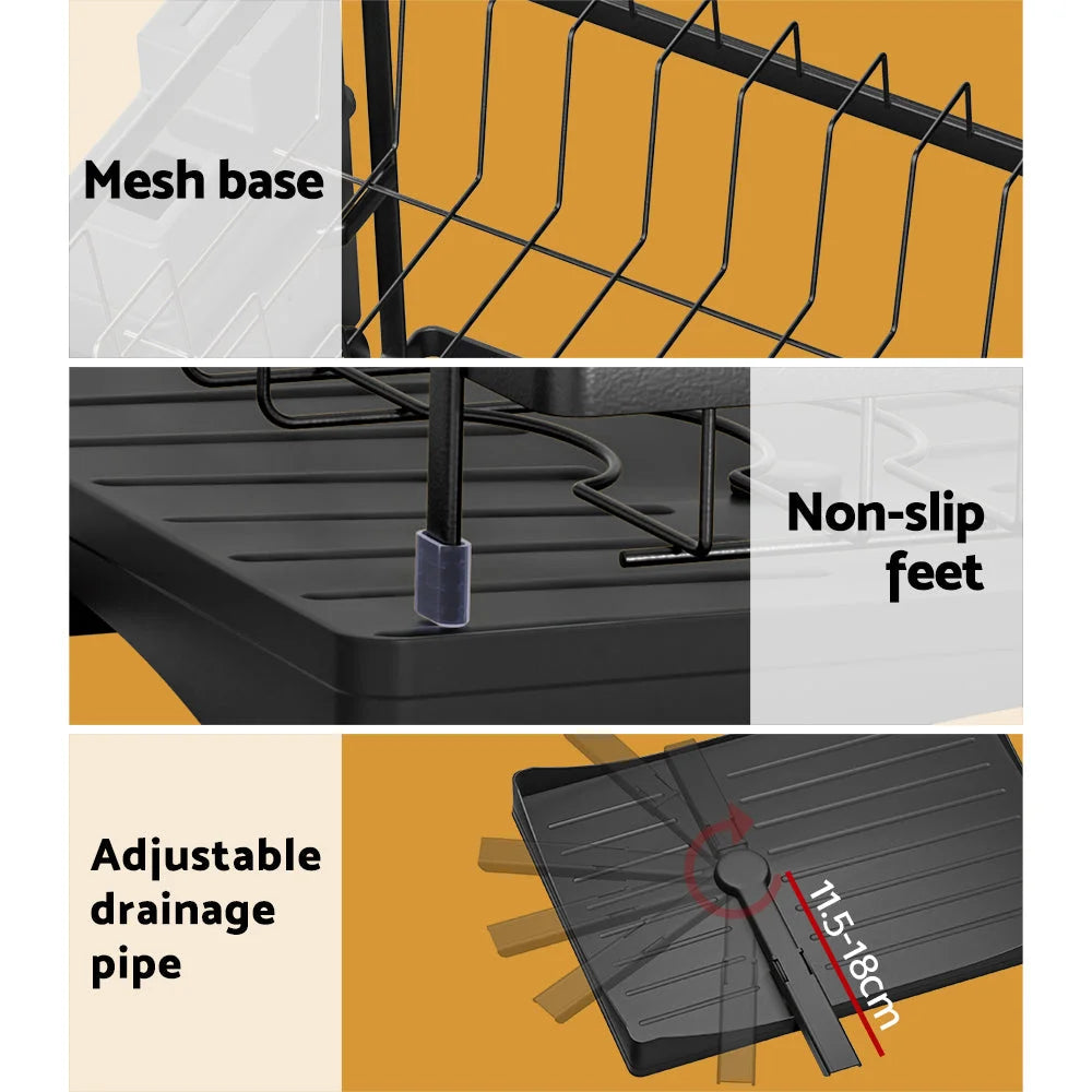 Dish rack expandable with adjustable supports and fitted brackets