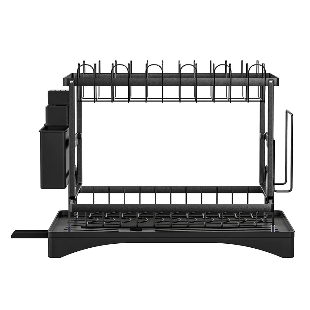 Dish Rack Expandable Drying Drainer Cutlery Holder Tray Kitchen 2-Tier