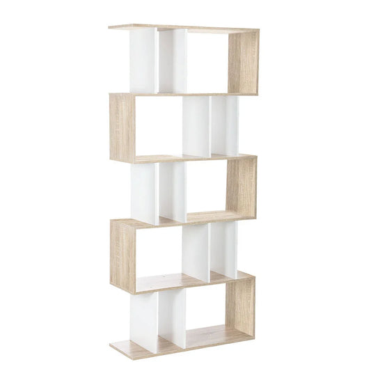Display Book Storage Shelf Unit 5-Tier White/Brown - Living