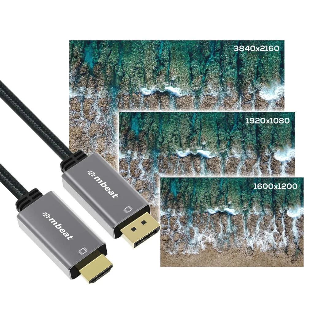 Display Port to HDMI Cable 1.8M 4K/60Hz Space Grey (mbeat