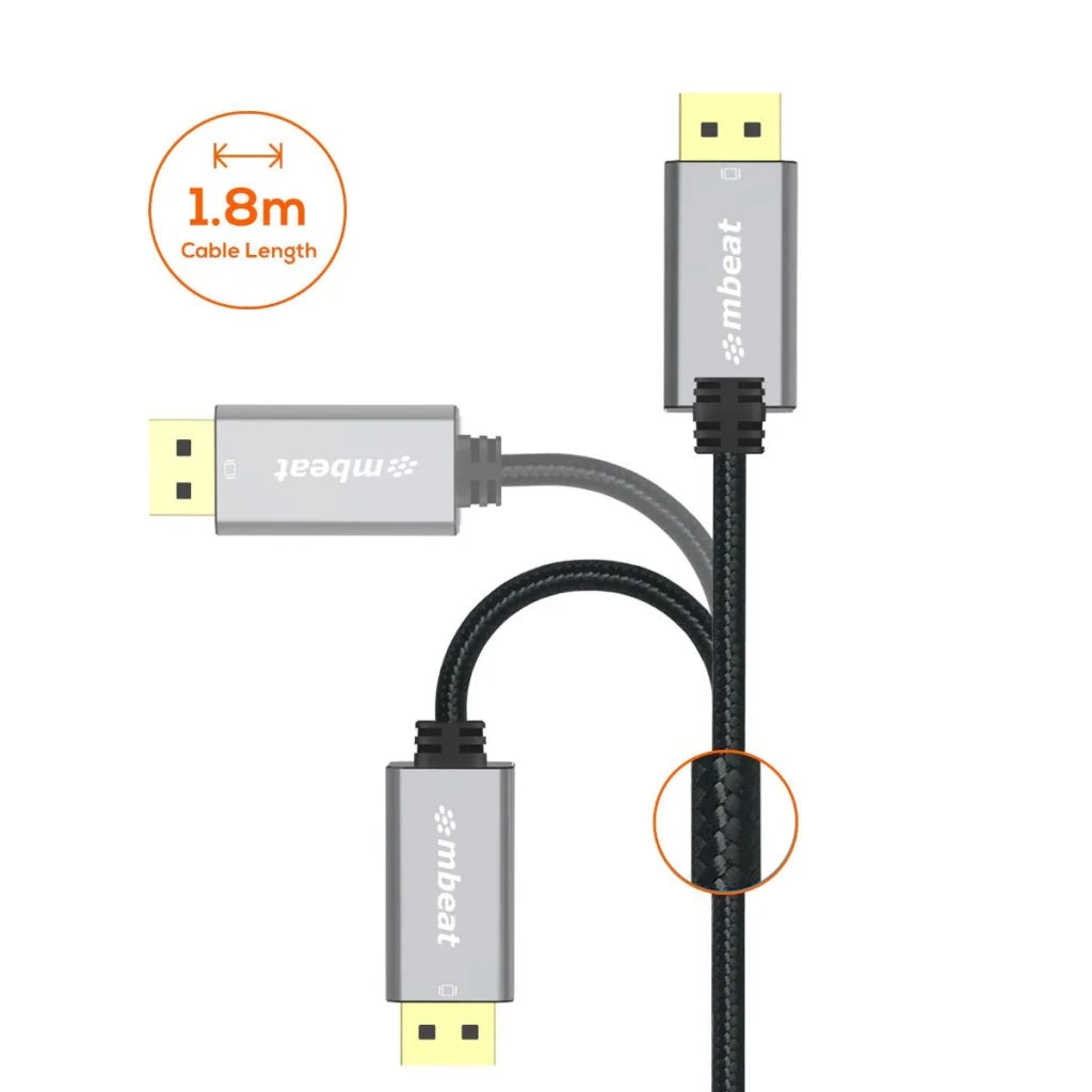 Display Port to HDMI Cable 1.8M 4K/60Hz Space Grey (mbeat