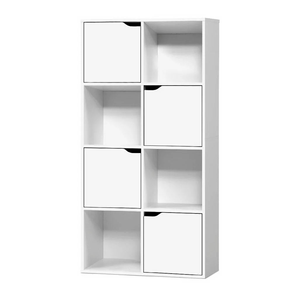 Display Shelf 8 Cube Storage 4 Door Cabinet Organiser
