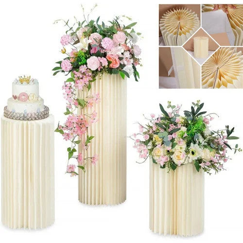 Stand Set Of Three Cardboard Round Plinth Cylinder