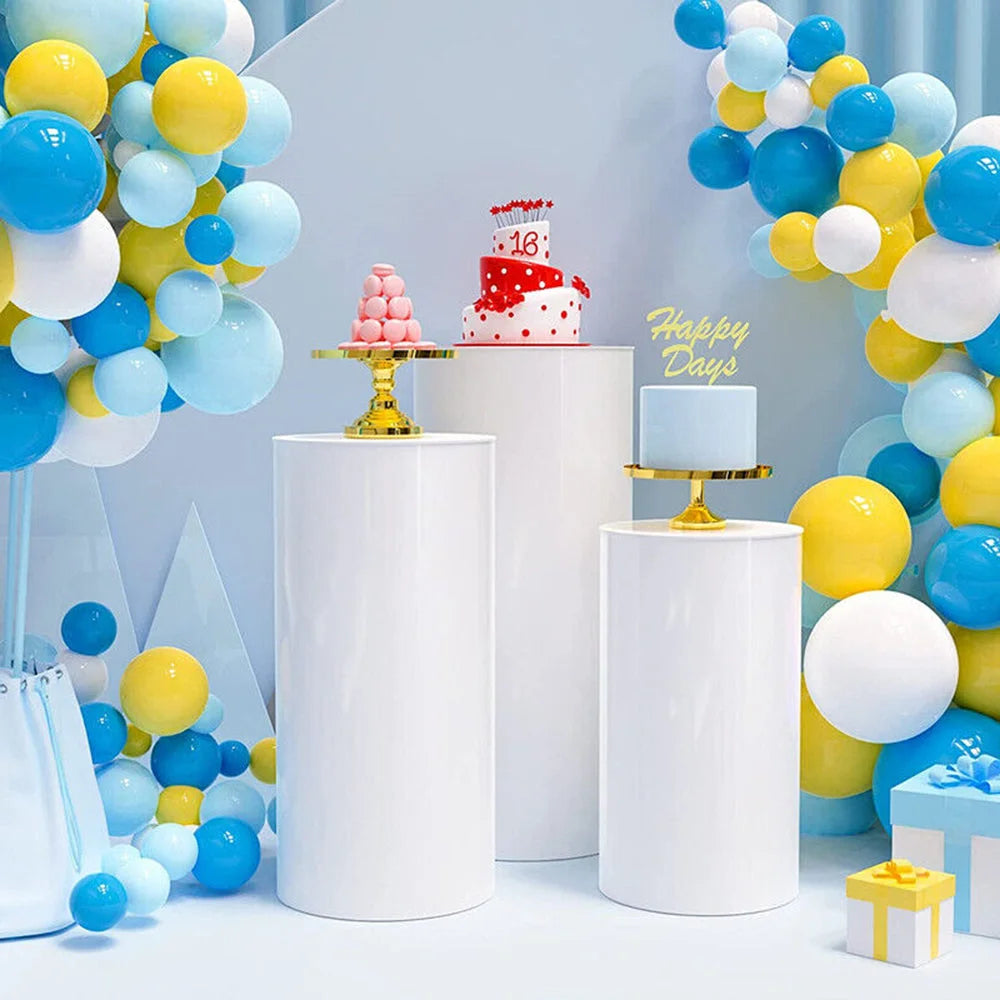 Display Stand 3PCS Round Cylinder Pedestal w/ Balloon Set &