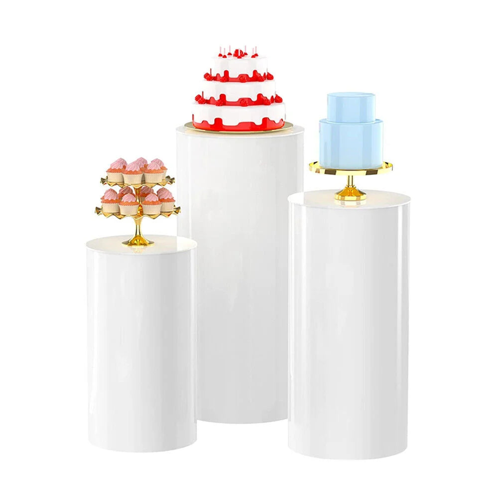 Display Stand 3PCS Round Cylinder Pedestal w/ Balloon Set &
