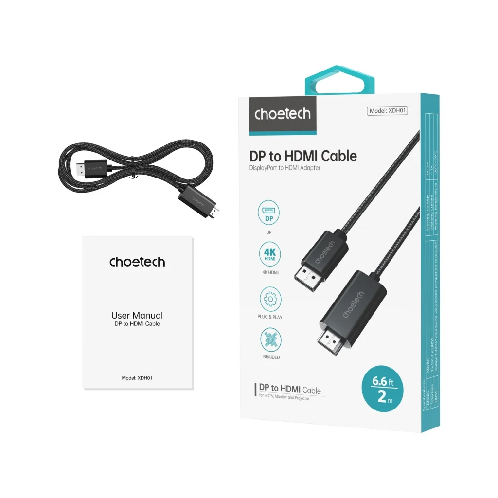 DisplayPort to HDMI Cable CHOETECH XDH01 4K 60Hz Male