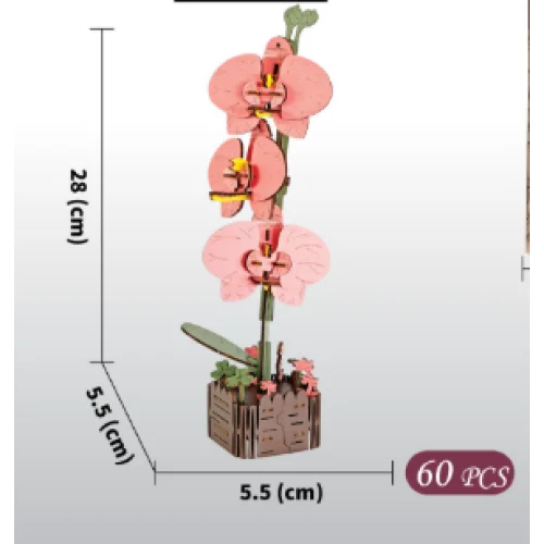 DIY 3D Wooden Butterfly Orchid Puzzle - 60-Piece Kids’