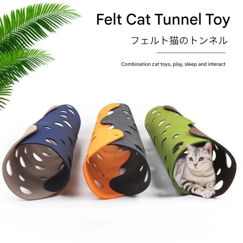DIY Felt Cat Tunnel - Foldable Egg Roll-Shaped Pet Toy