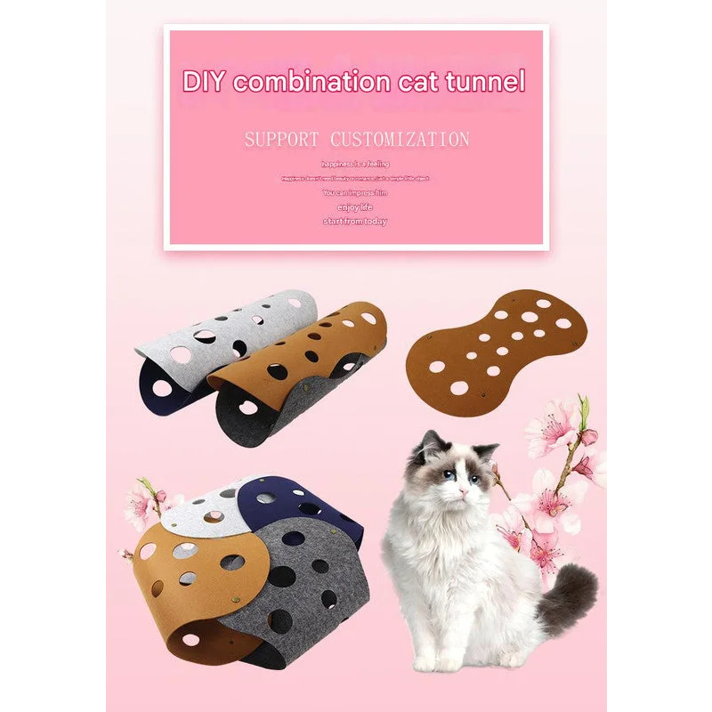 DIY Felt Cat Tunnel - Foldable Egg Roll-Shaped Pet Toy
