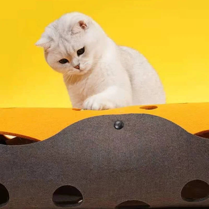 DIY Felt Cat Tunnel - Foldable Egg Roll-Shaped Pet Toy
