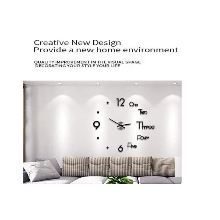 DIY Wall Clock Modern Frameless Large 3D Wall Watch Giant