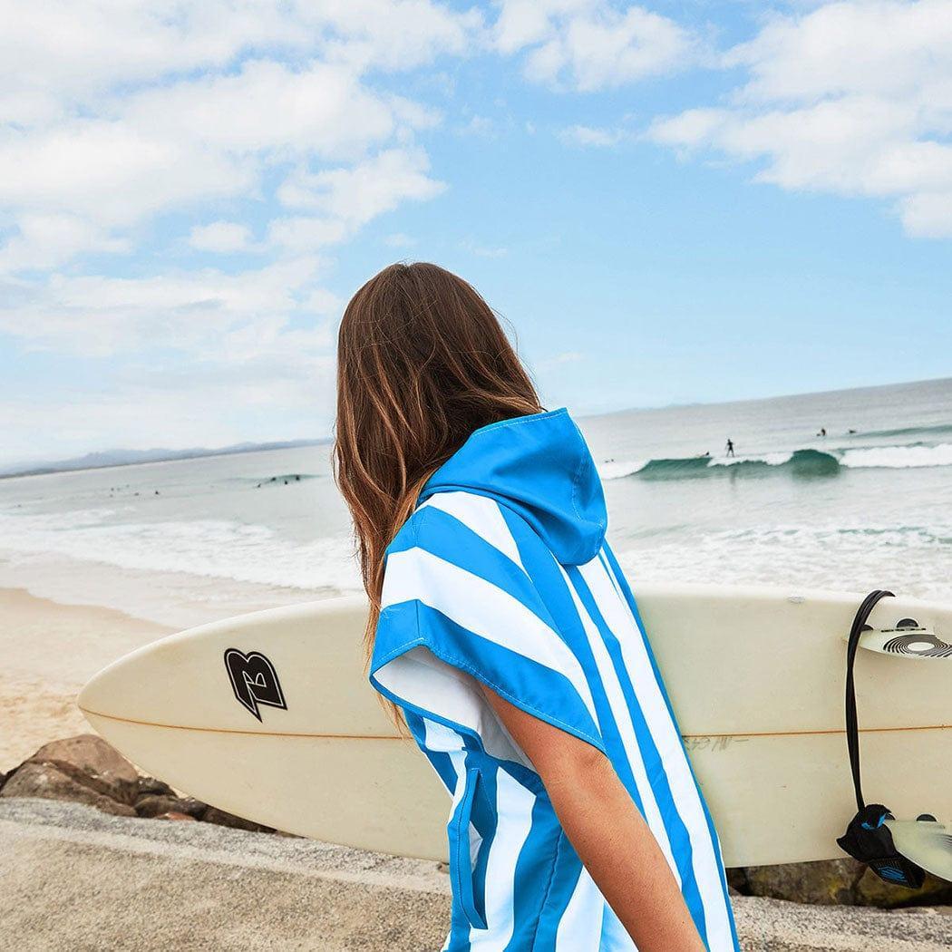 Dock & Bay Adult Poncho Hooded Towel | Cabana Collection | Bondi Blue M