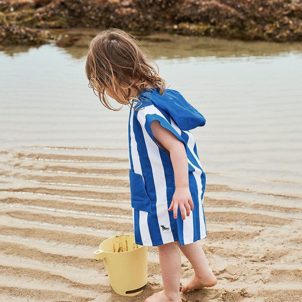 Dock & Bay KIDS Poncho Hooded Towel -Mini Cabana Collection-Whitsunday Blue M (8-10yrs)