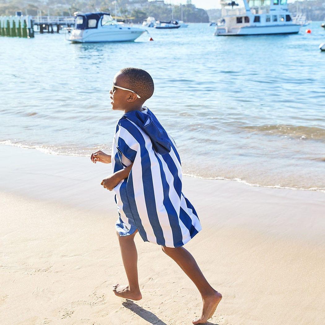 Dock & Bay KIDS Poncho Hooded Towel -Mini Cabana Collection-Whitsunday Blue M (8-10yrs)