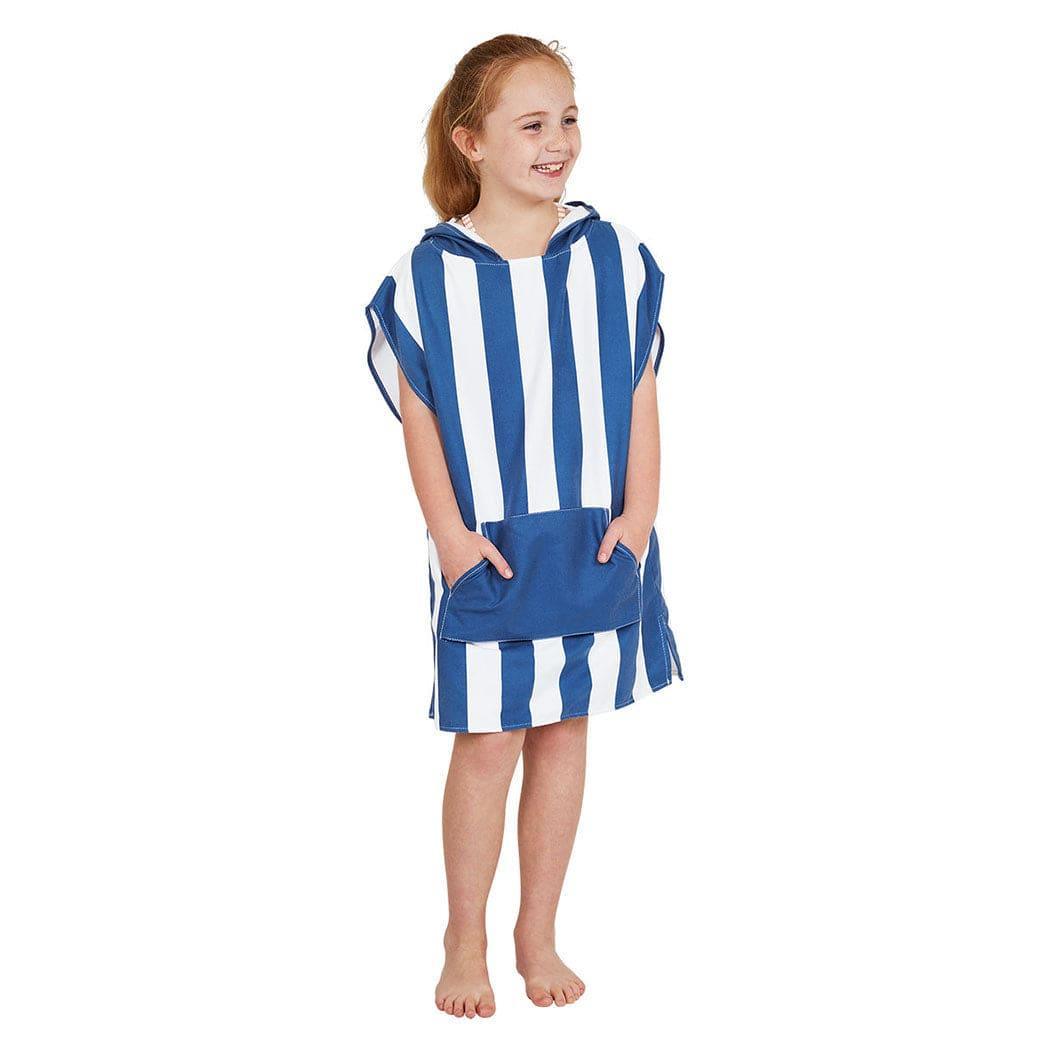 Dock & Bay KIDS Poncho Hooded Towel -Mini Cabana Collection-Whitsunday Blue M (8-10yrs)