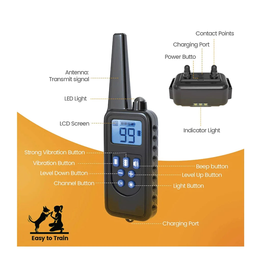 Dog Bark Collar Training Set - 3x 800m Range Receivers