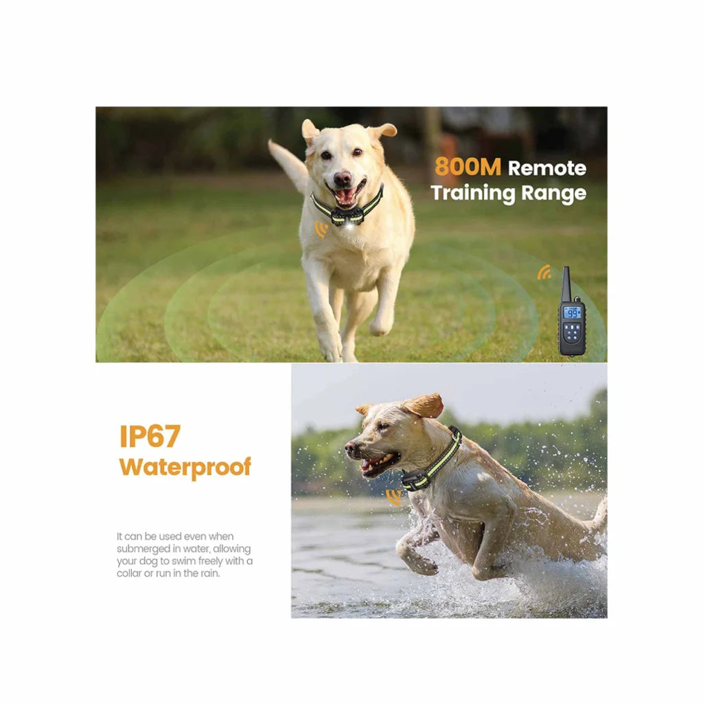Dog Bark Collars 2x 800m Range Receivers Vibration Sound