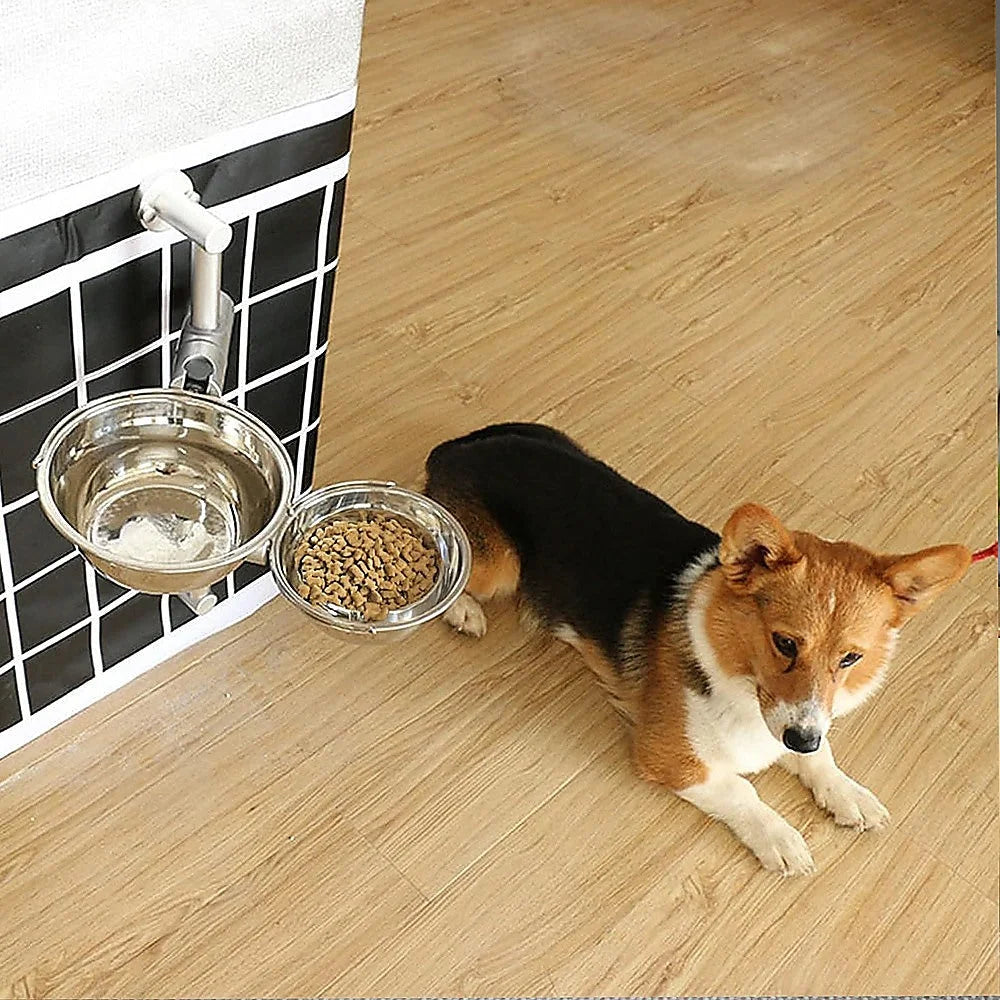 Dog Bowl Adjustable Height Wall Mounted Pet Feeder - Pet