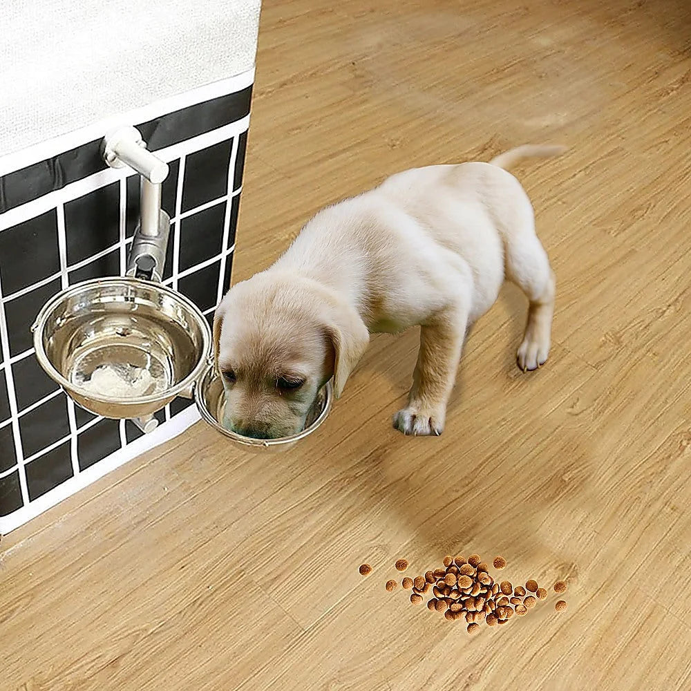 Dog Bowl Adjustable Height Wall Mounted Pet Feeder - Pet