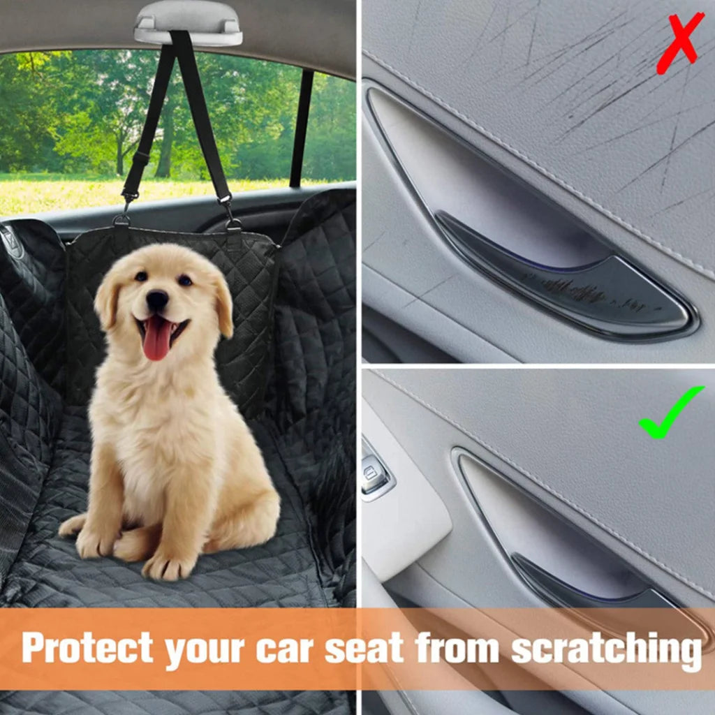 Dog Car Seat Cover Premium Waterproof 600D Oxford Cloth Back Seat Protector Hammock Non-Slip Pet Mat - Black