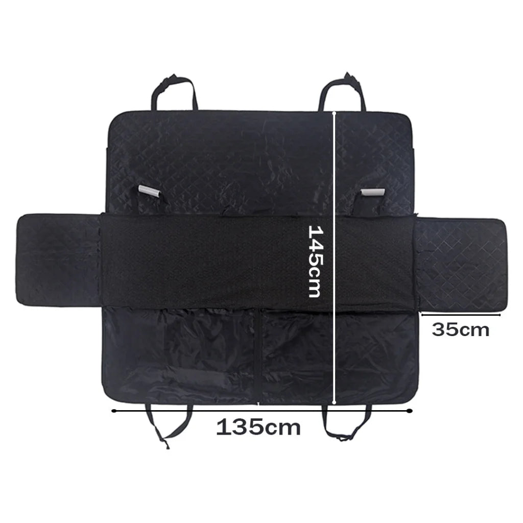 Dog Car Seat Cover Premium Waterproof 600D Oxford Cloth Back Seat Protector Hammock Non-Slip Pet Mat - Black