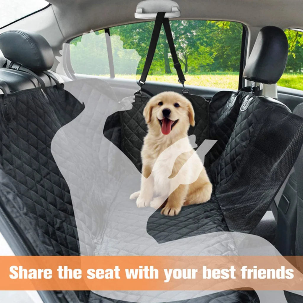 Dog Car Seat Cover Premium Waterproof 600D Oxford Cloth Back Seat Protector Hammock Non-Slip Pet Mat - Black
