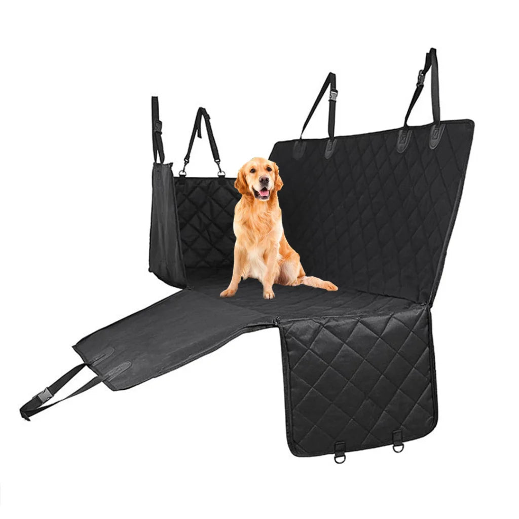 Dog Car Seat Cover Premium Waterproof 600D Oxford Cloth Back Seat Protector Hammock Non-Slip Pet Mat - Black