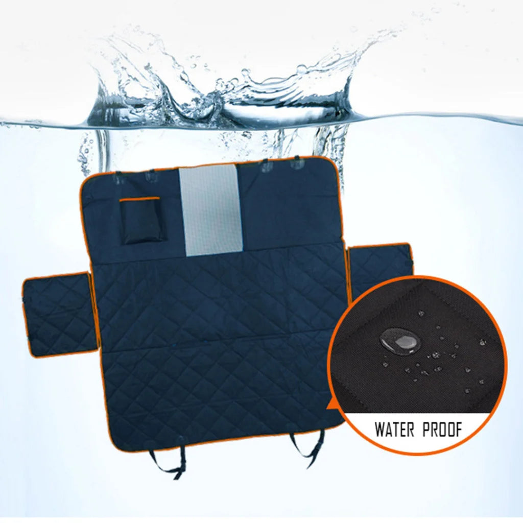 Dog Car Seat Cover Set of 2 Premium Waterproof 600D Oxford Cloth Back Seat Protector Hammock Pet Mat - Black