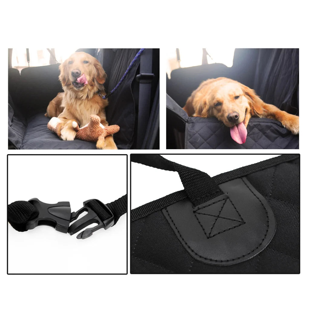 Dog Car Seat Cover Set of 2 Premium Waterproof 600D Oxford Cloth Back Seat Protector Hammock Non-Slip Pet Mat - Black