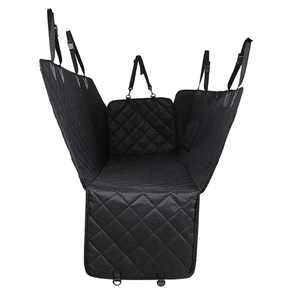 Dog Car Seat Cover Set of 2 Premium Waterproof 600D Oxford Cloth Back Seat Protector Hammock Non-Slip Pet Mat - Black