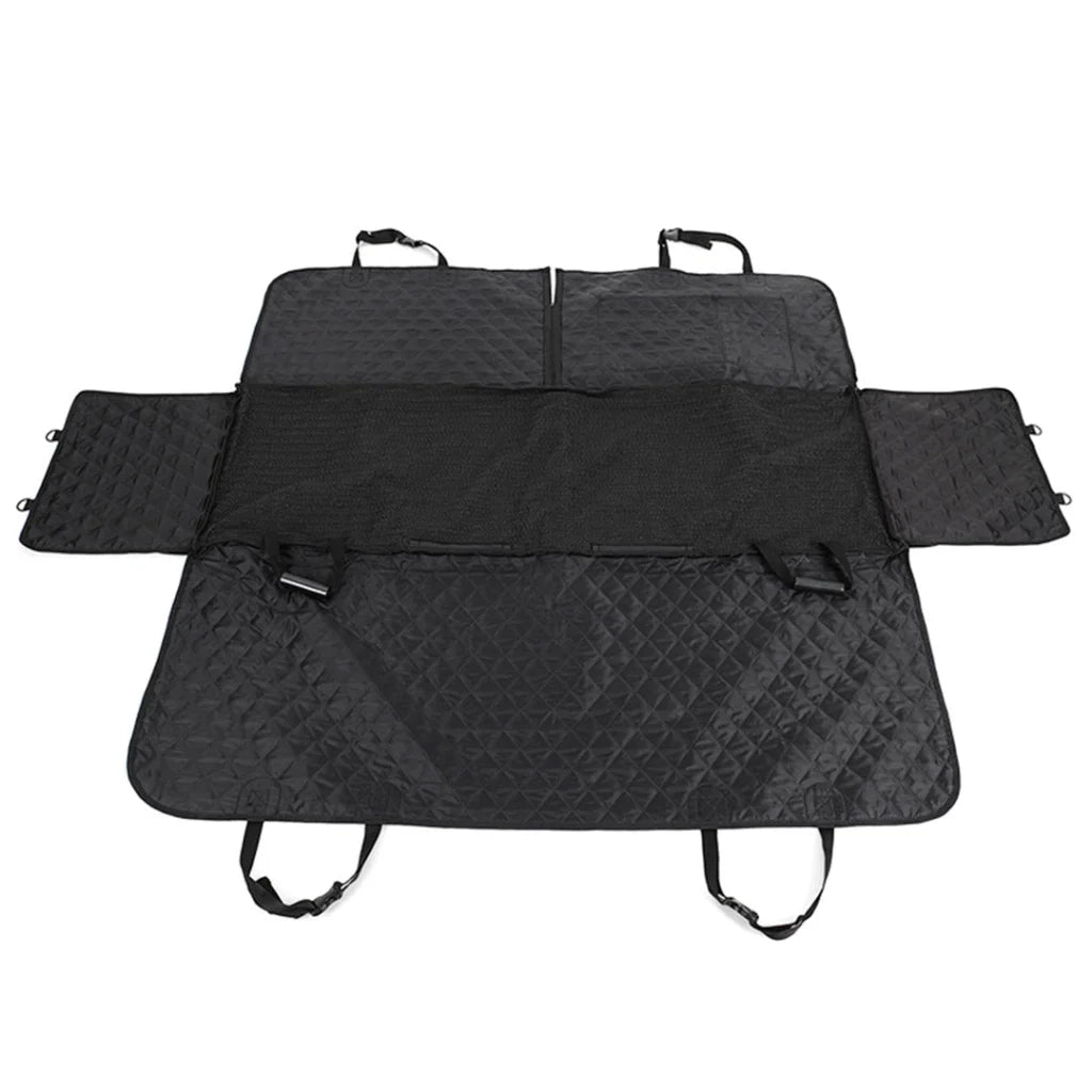 Dog Car Seat Cover Set of 2 Premium Waterproof 600D Oxford Cloth Back Seat Protector Hammock Non-Slip Pet Mat - Black