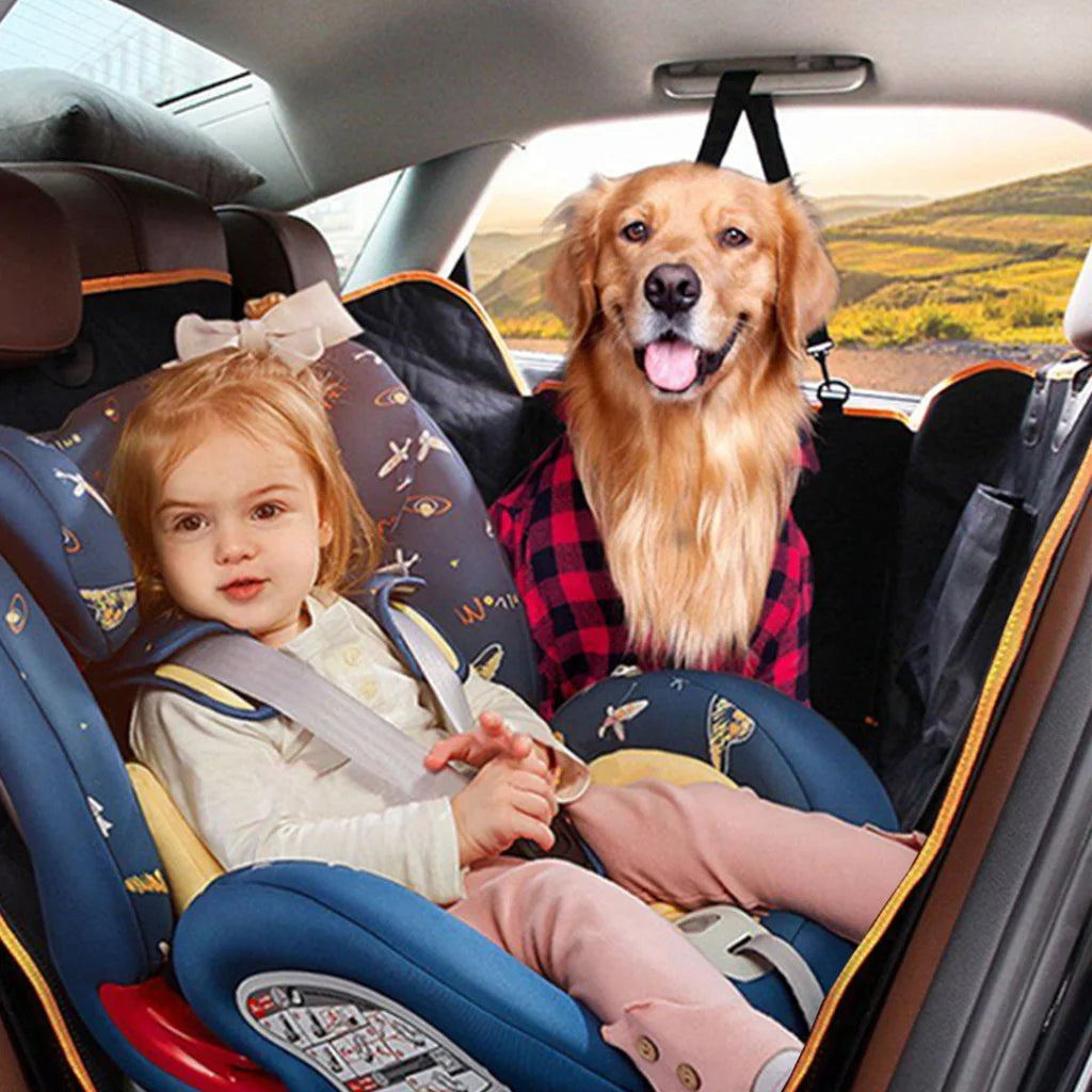 Dog Car Seat Cover Set of 2 Premium Waterproof 600D Oxford Cloth Back Seat Protector Hammock Pet Mat - Black