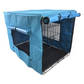 Dog Cat Rabbit Collapsible Crate Pet Cage Canvas Cover Blue