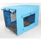 Dog Cat Rabbit Crate Portable Foldable Cage with Blue Cover
