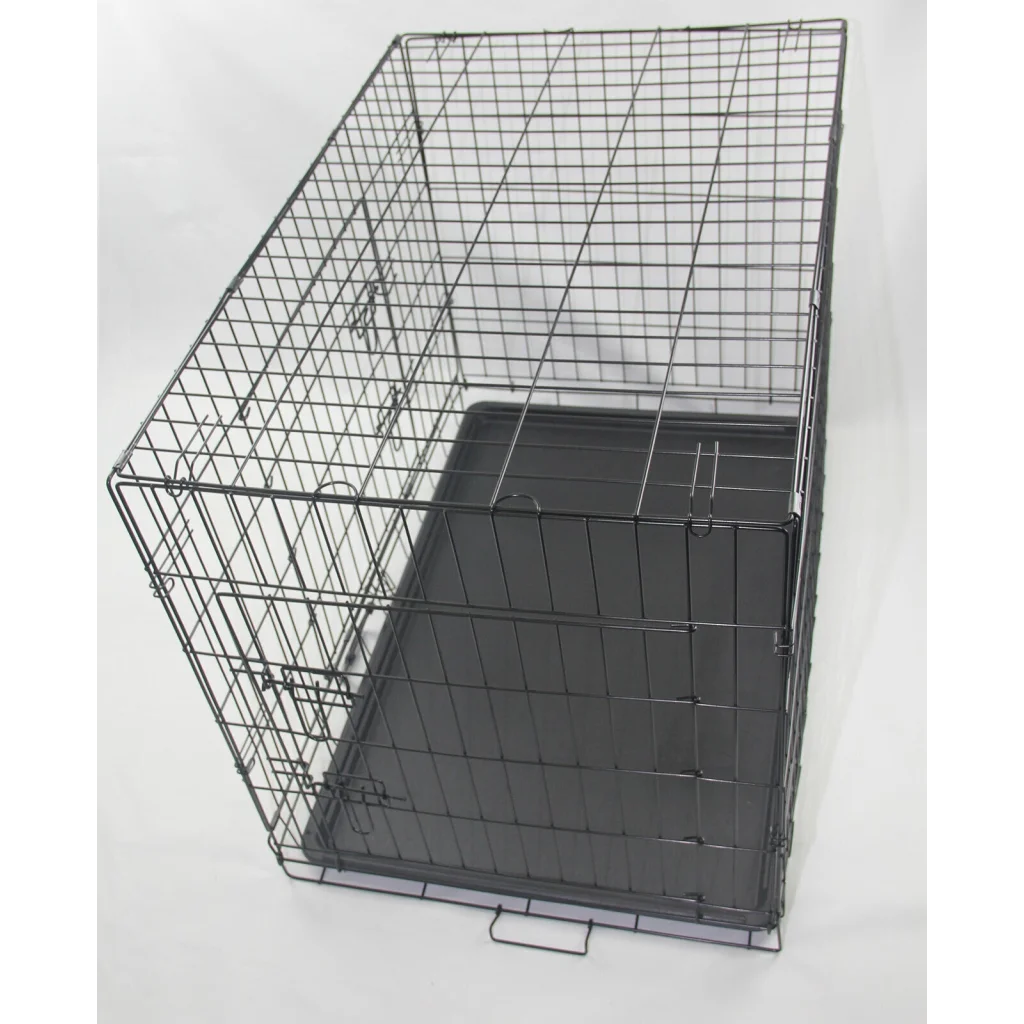 Dog Cat Rabbit Crate Portable Foldable Cage with Blue Cover