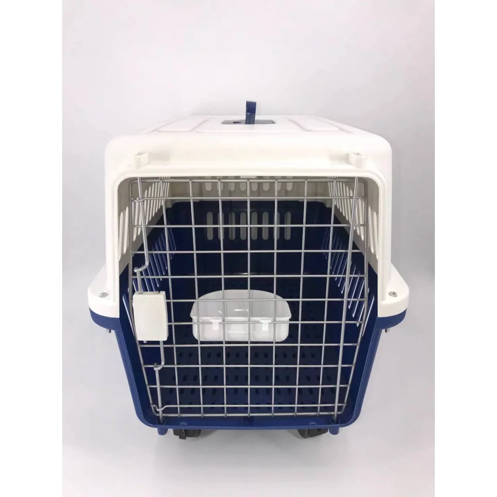 Dog Crate Navy XXXL Puppy Cat Carrier Cage with Tray Bowl &