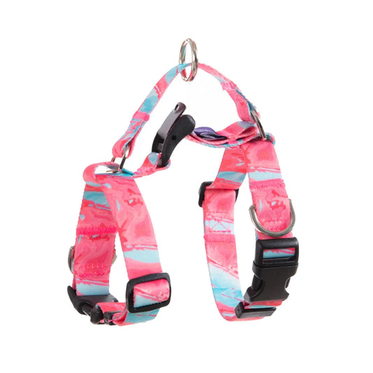 Dog Harness Double-Lined Straps Adjustable M - Marble Pink