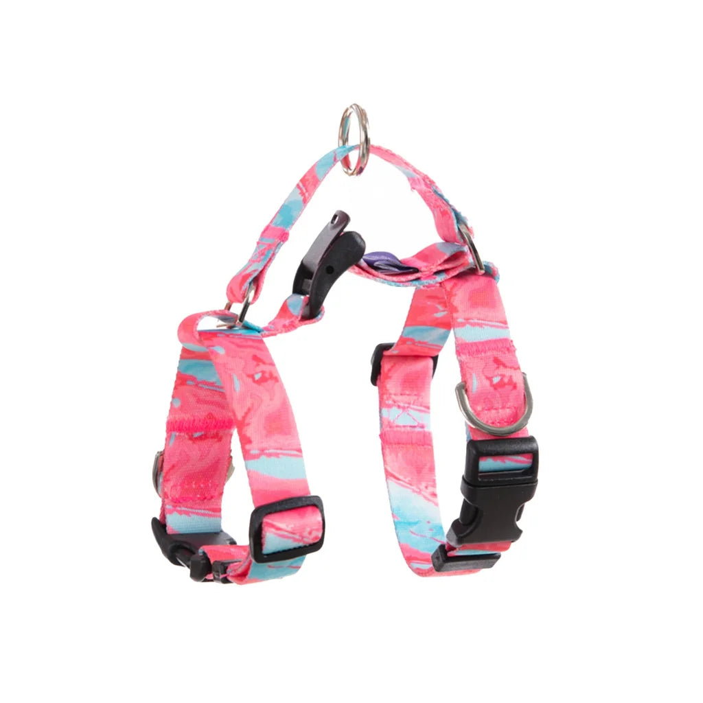 Dog Harness Double-Lined Straps Adjustable S - Marble Pink
