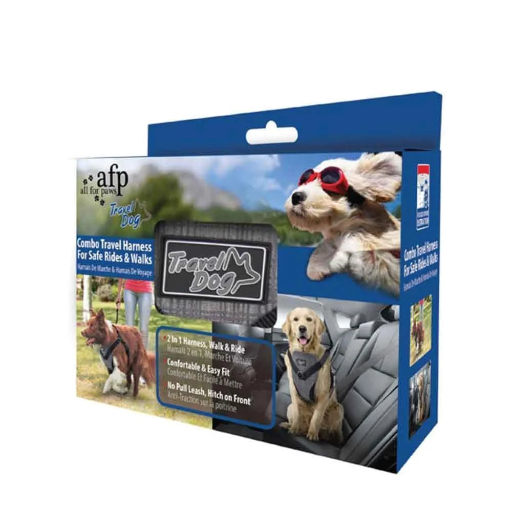 Dog Harness M 2-in-1 Combo Car Travel Rides + Walks No Pull