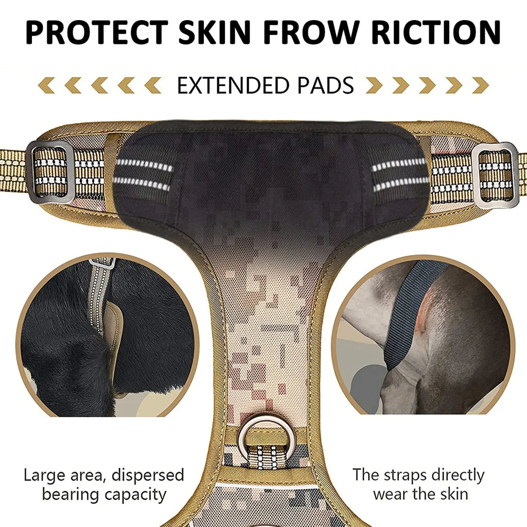 Dog Harness Tactical No Pull Adjustable Pet Military