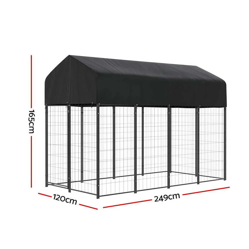 Large metal outdoor dog kennel
