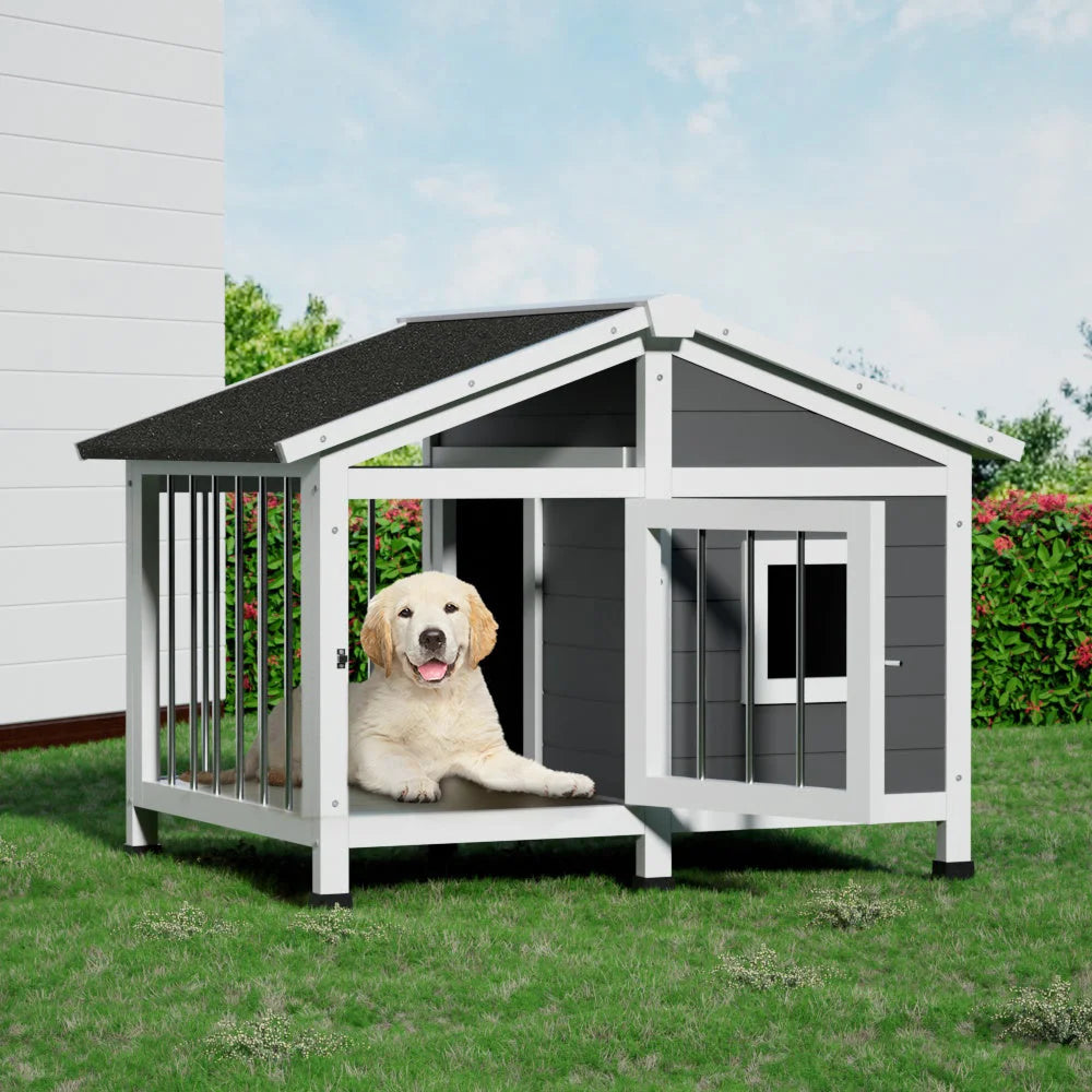 Dog Kennel House Large Wooden Outdoor Pet Cabin Home
