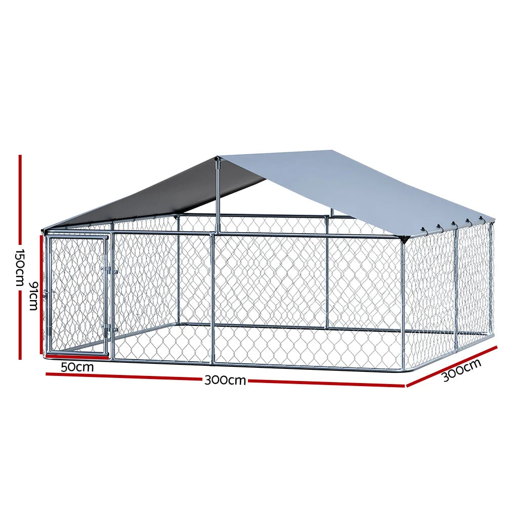 Pet cage with black wire panels and front door latch