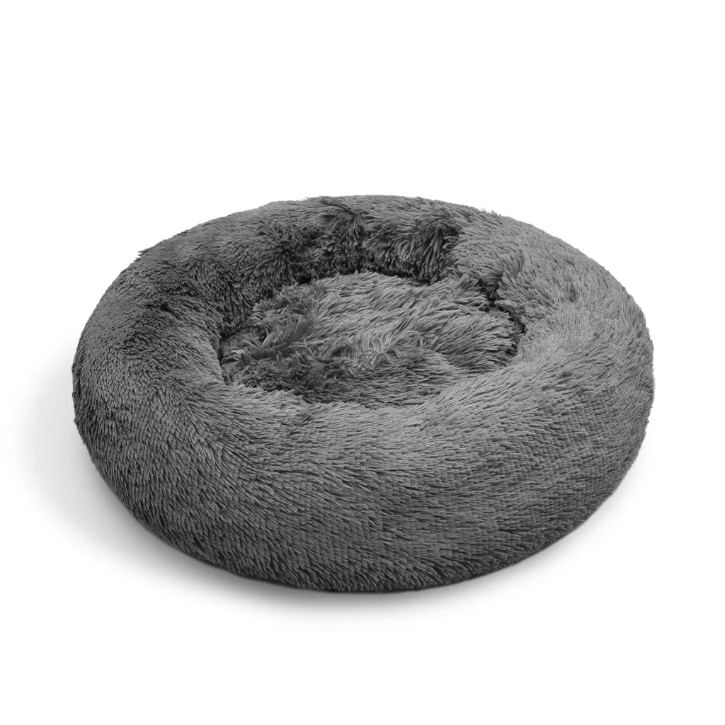 Dog Pet Cat Calming Bed Warm Plush Round Nest Comfy