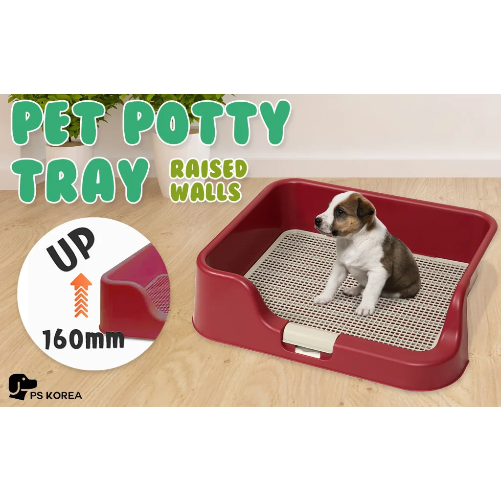 Dog Pet Potty Tray Training Toilet Raised Walls T1 - Wine