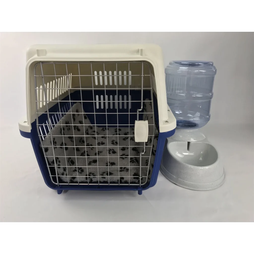 Dog Puppy Cat Crate Pet Carrier Cage with Mat & Water