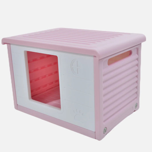 Dog Puppy Cat House Kennel Small Plastic Pet - Pink - Pet