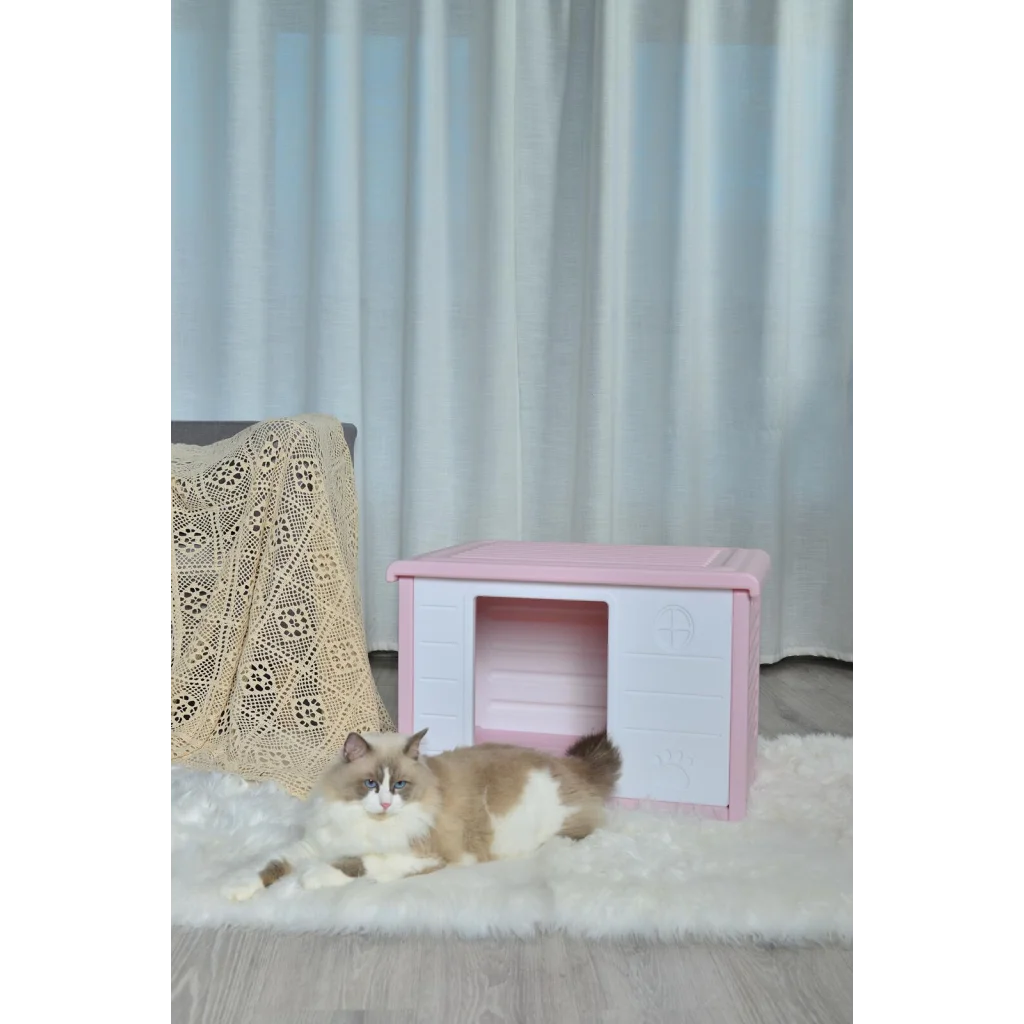 Dog Puppy Cat House Kennel Small Plastic Pet - Pink - Pet