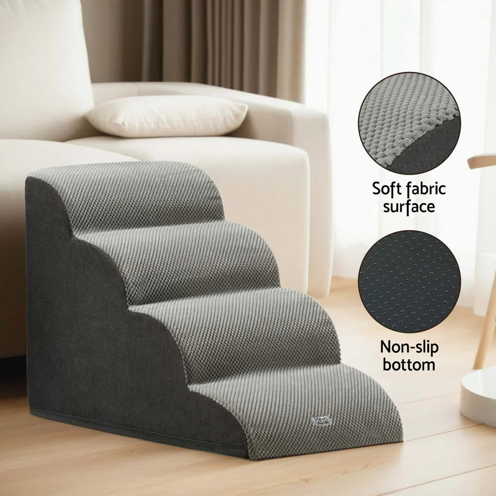 Dog Ramp Steps Foam 4 Tier Pet Stairs for Bed Sofa Car