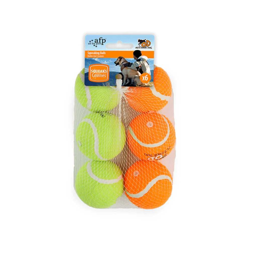 Dog Squeaky Tennis Ball Set 6 Pack 5cm Puppy